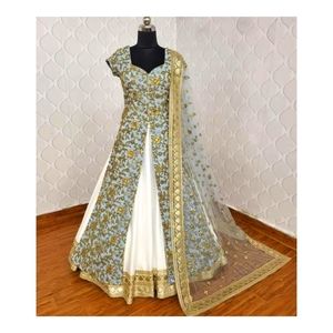 GORGEOUS Blue white jacket lehenga